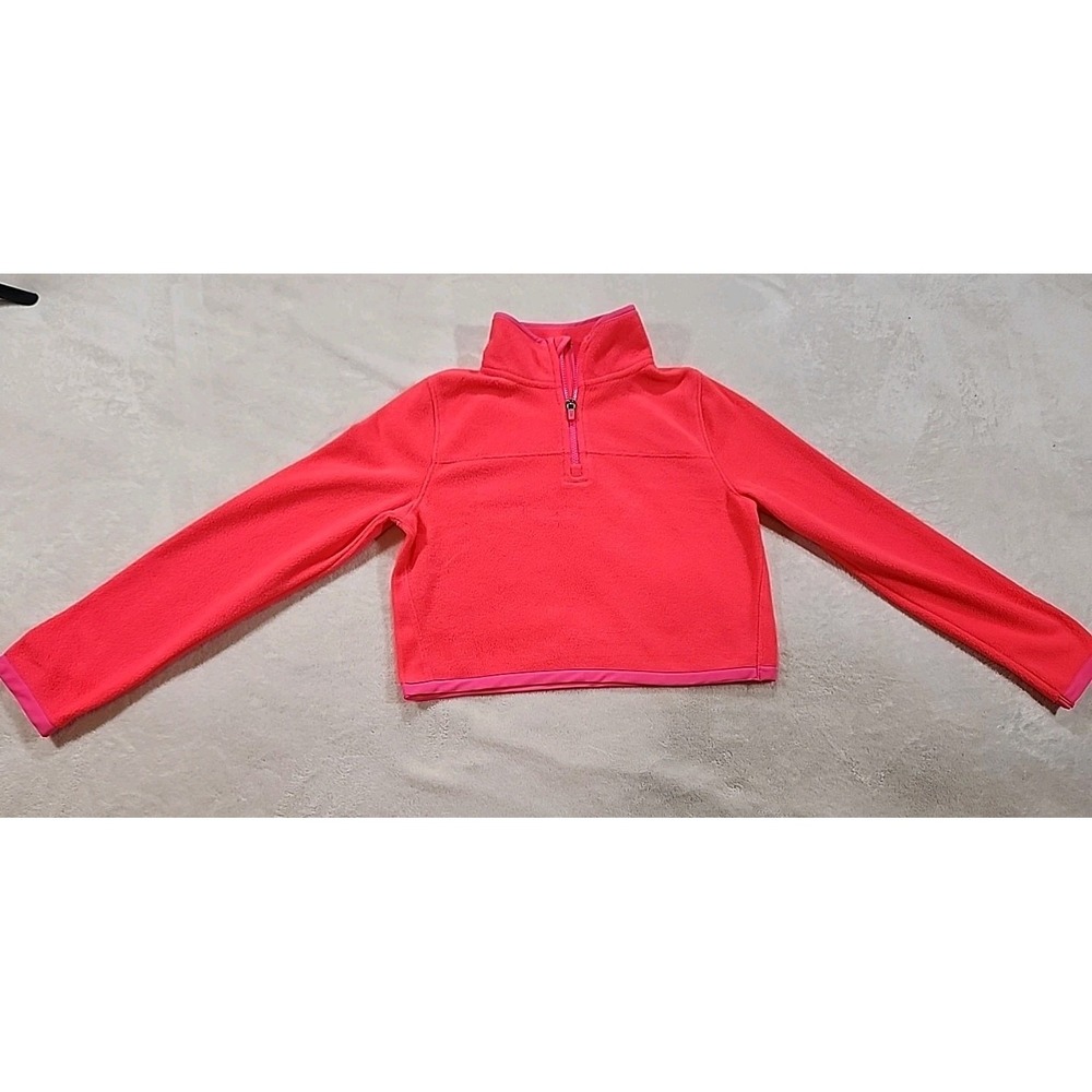 Tek Gear Crop Fleece Pullover 1/4 Zip Pink Large 10-12